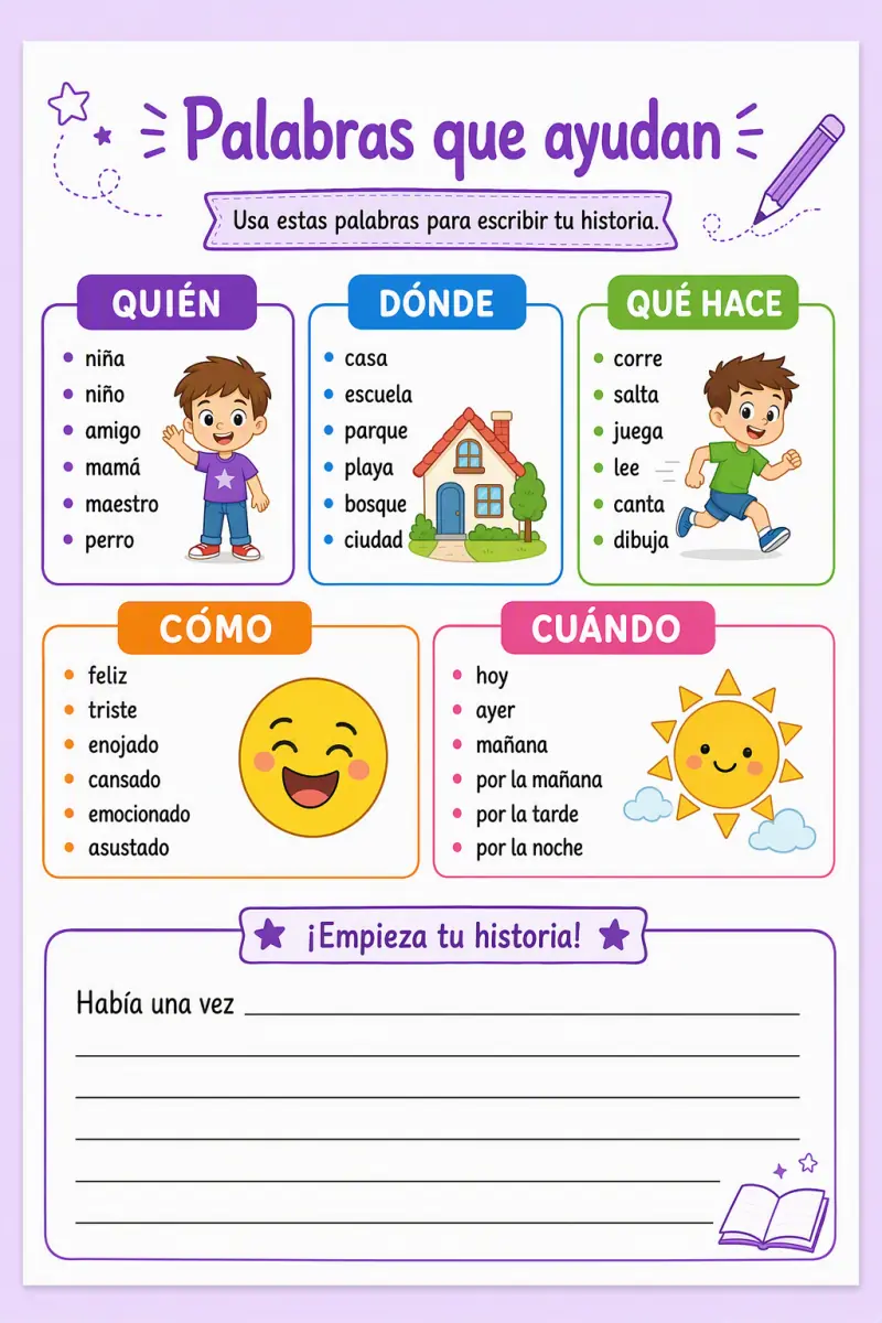 Página de palabras de apoyo