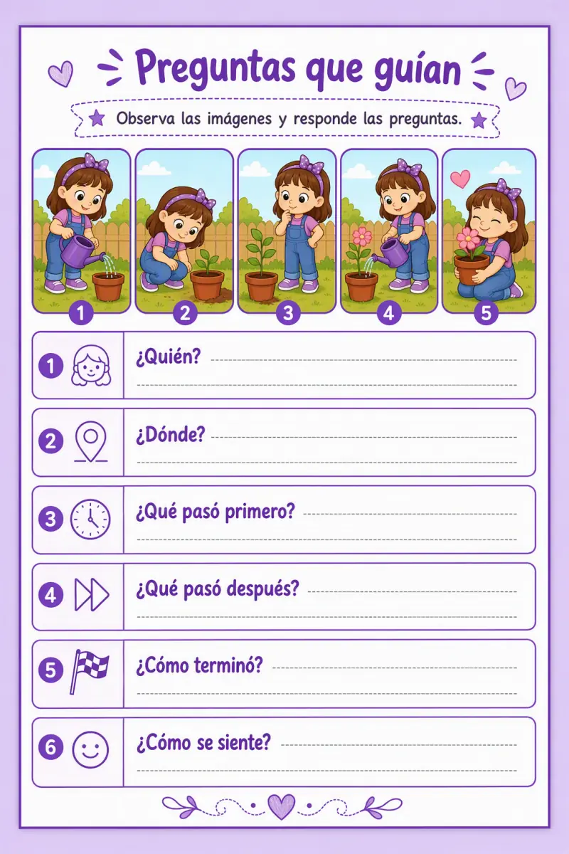 Página de preguntas que guían